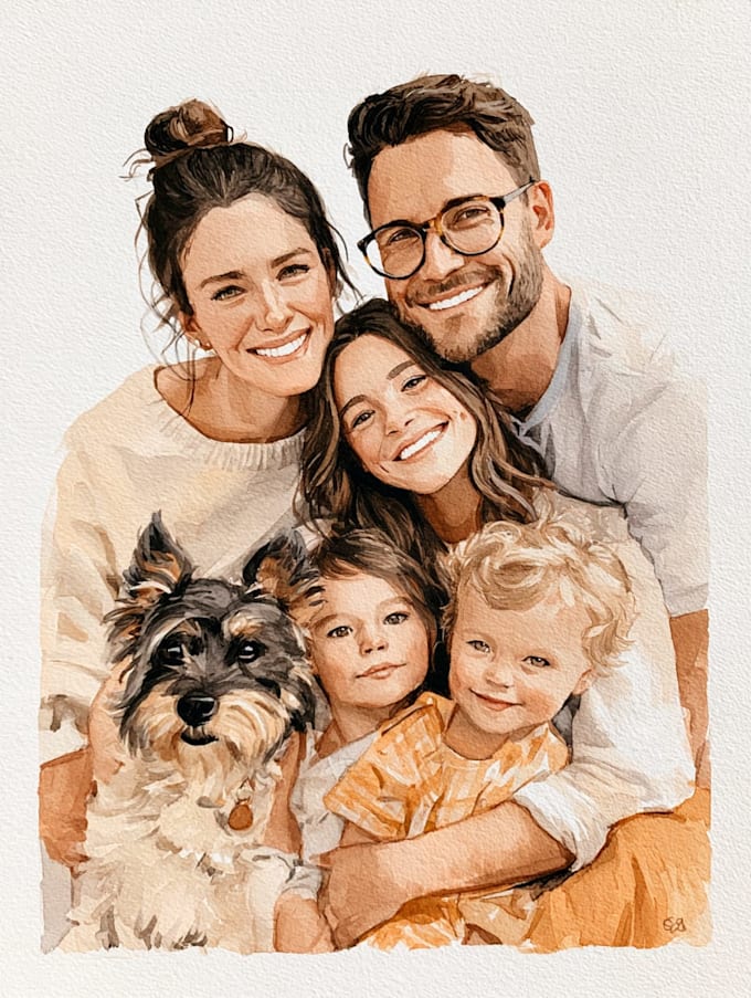 make watercolor family portrait