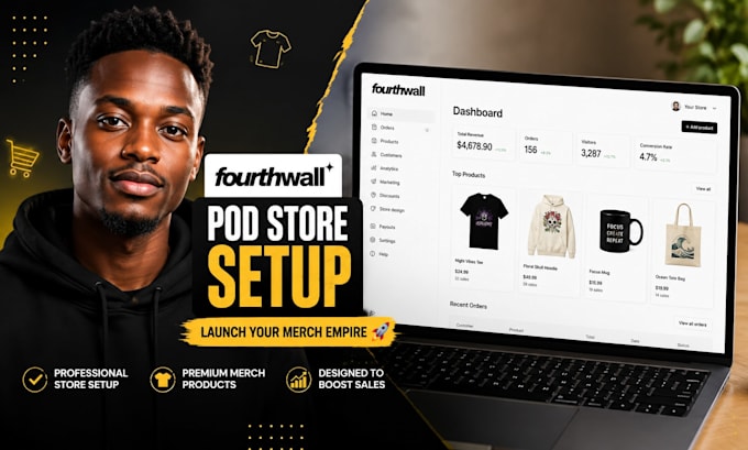 build, design, and set up your fourth wall print on demand store