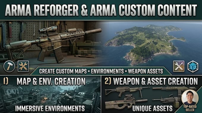 create custom maps, environments, and weapon assets for arma reforger and arma