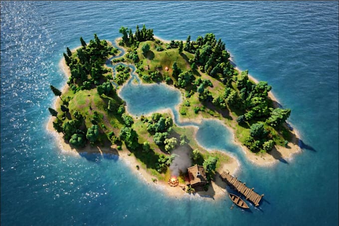 design a realistic 3d island environment in unity