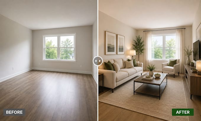 do realistic virtual staging for real estate empty room photos