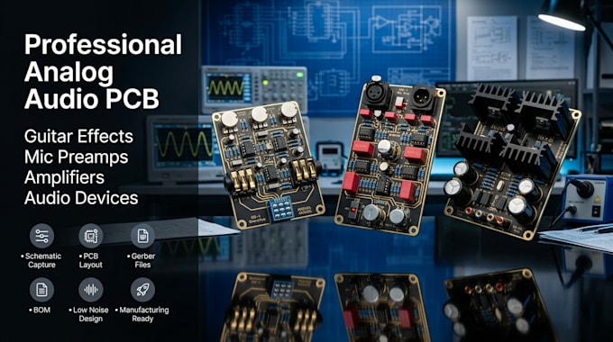 analog audio pcb design for guitar effects mic preamp amplifier and audio device