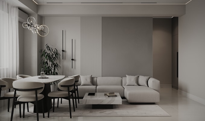 create realistic 3d living room and interior rendering