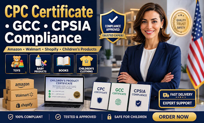 prepare CPC certificate, gcc, cpsia compliance for amazon products