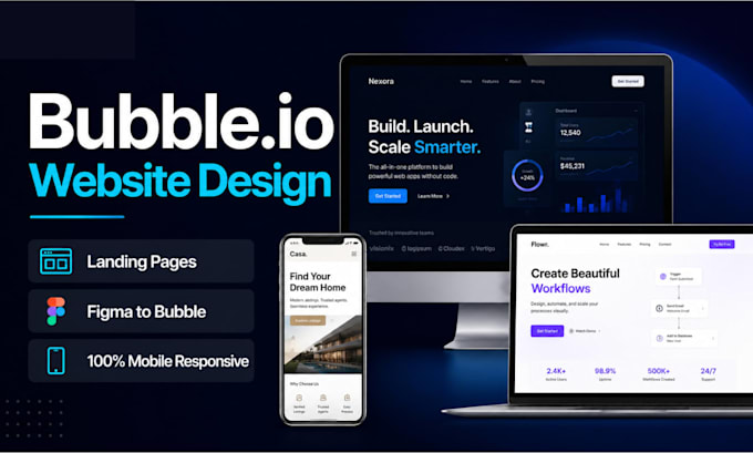 build responsive bubble website or landing page on bubble io