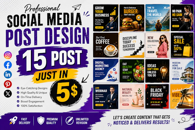 create 15 eye catching social media post designs