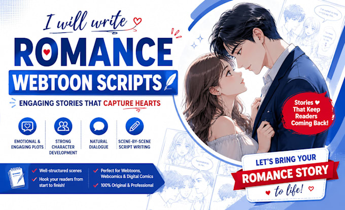write manga, comic, webtoon and romance webtoon scripts