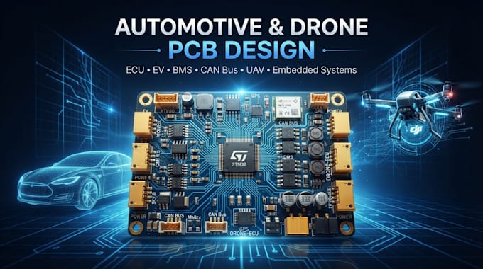 design automotive and drone pcb for uav, ecu, ev, bms, can bus and embedded sys