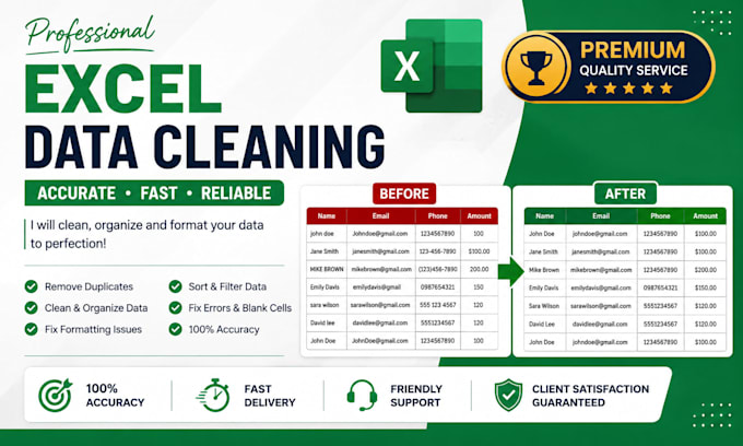 do data cleaning and excel cleanup professionally