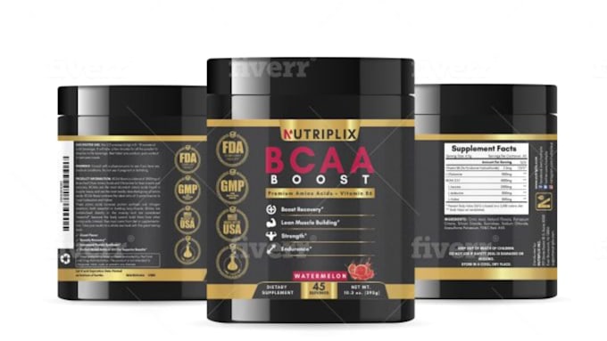 design product label, supplement label with product packaging design