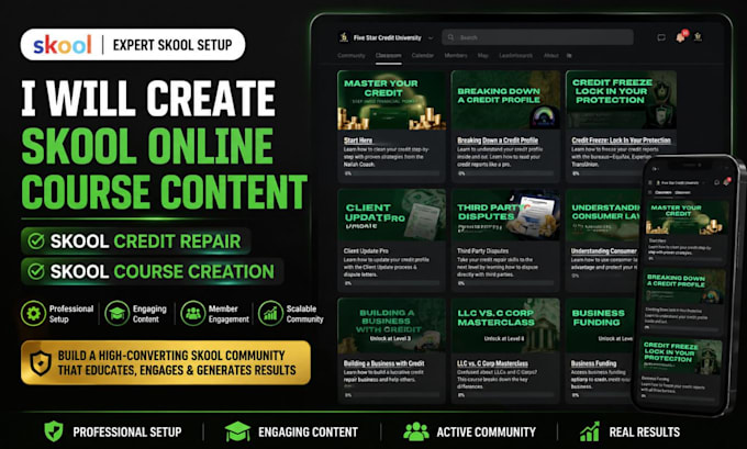 create skool online course community skool credit repair skool content creation