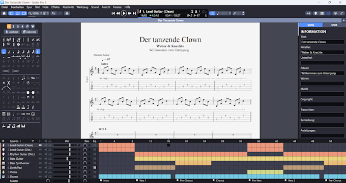 turn your song into a professional guitar pro file