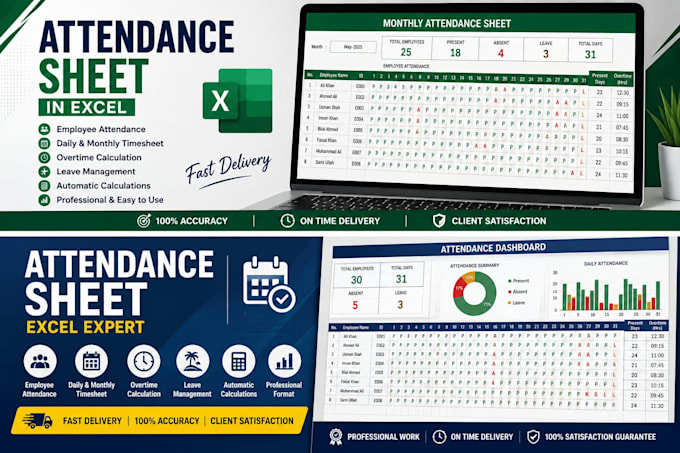 create a professional employee attendance sheet in excel