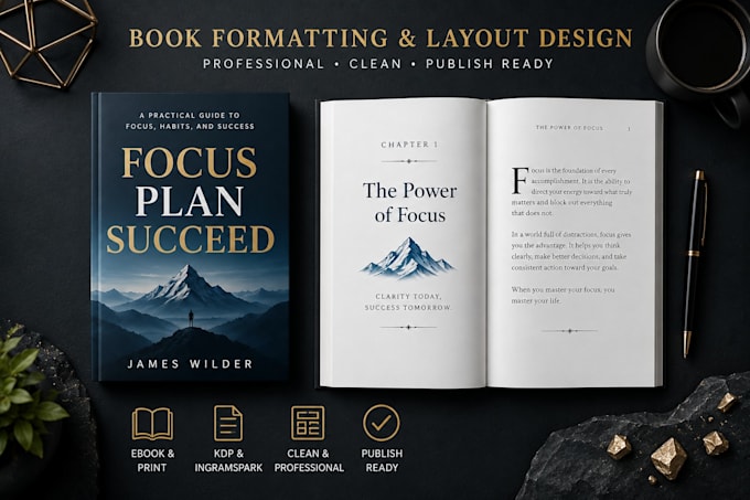 do professional ebook and print book layout formatting for KDP ingram, spark