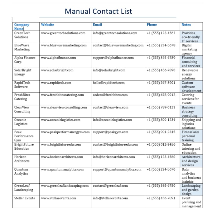 do manual web research and build company database
