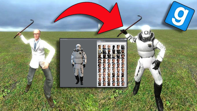 create custom gmod playermodel and weapon for garrys mod with addons and props