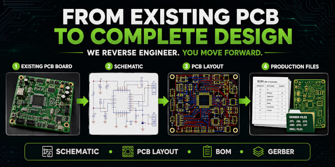 reverse engineer pcb, clone circuit board, redesign schematic and pcb lay out