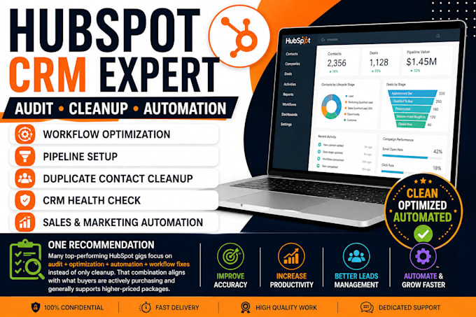 audit, clean, optimize hubspot CRM workflows, automation and pipeline