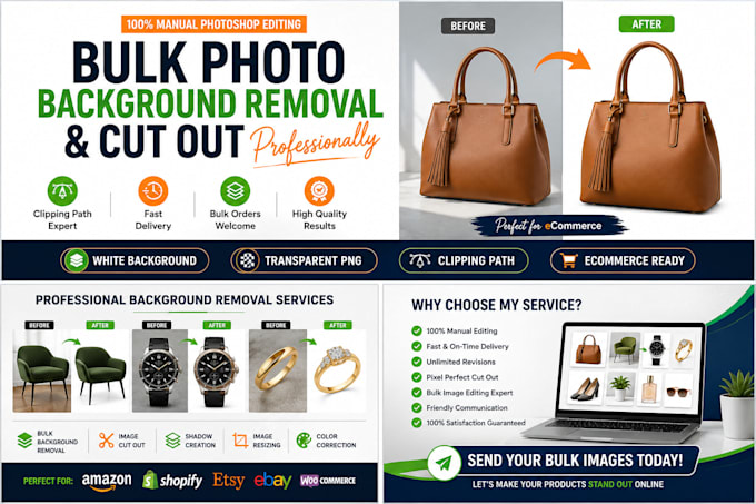 bulk photo background removal or cut out professionally