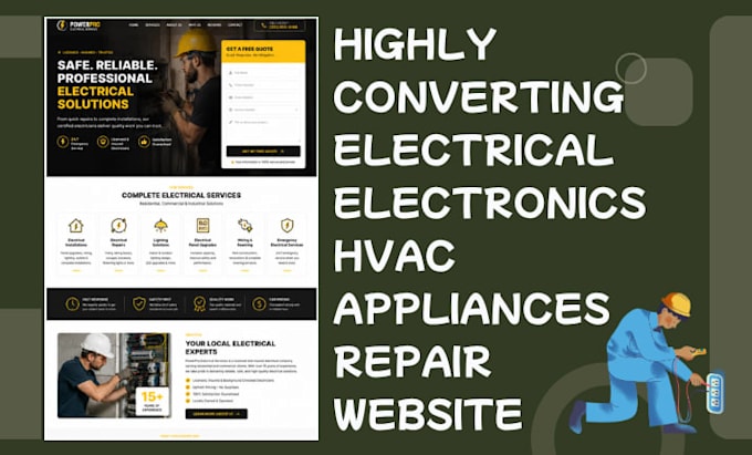 design highly converting electrical electronics hvac appliances repair website