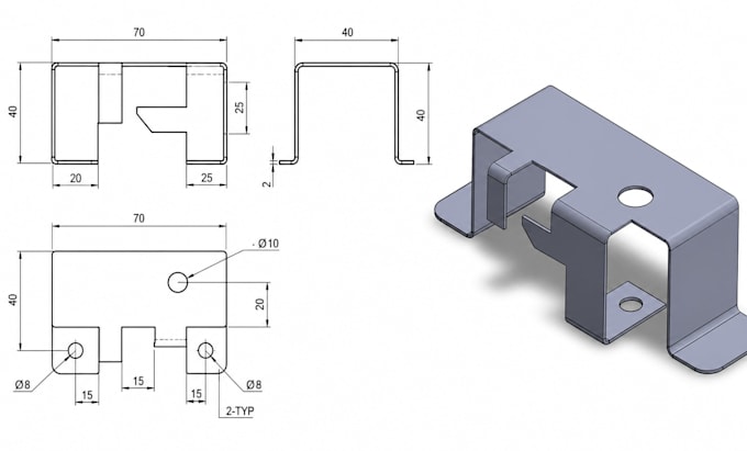 design sheet metal cad design for laser cutting, cnc bending in solidwork