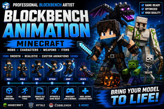create custom blockbench animation for minecraft mobs, items and models