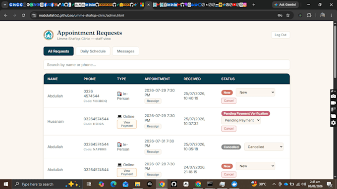 build a custom website with booking system, admin panel, and database