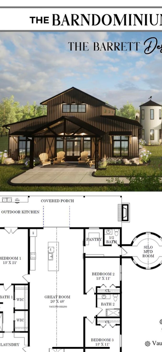 draft 2d barndominium, barn house, and shop house plans