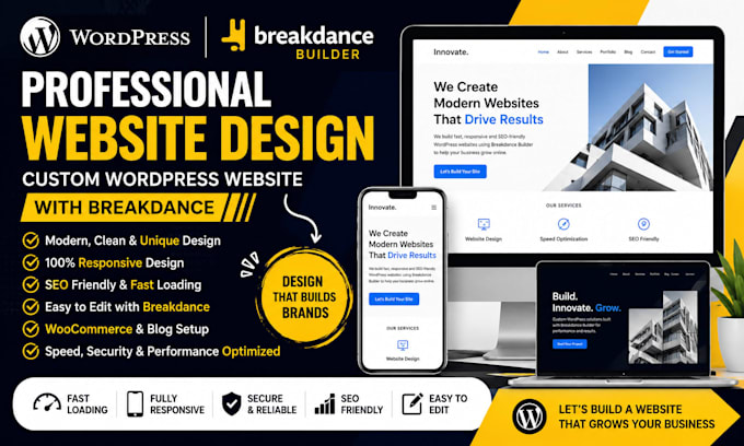 make a professional website design custom word press website with break dance