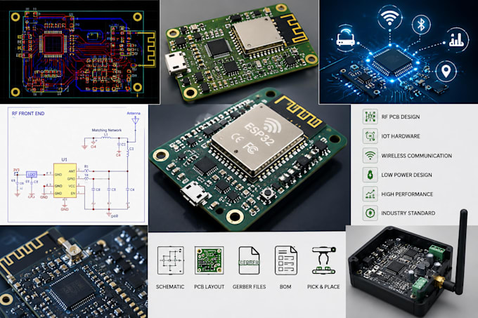 create rf pcb, iot pcb, and wireless hardware design