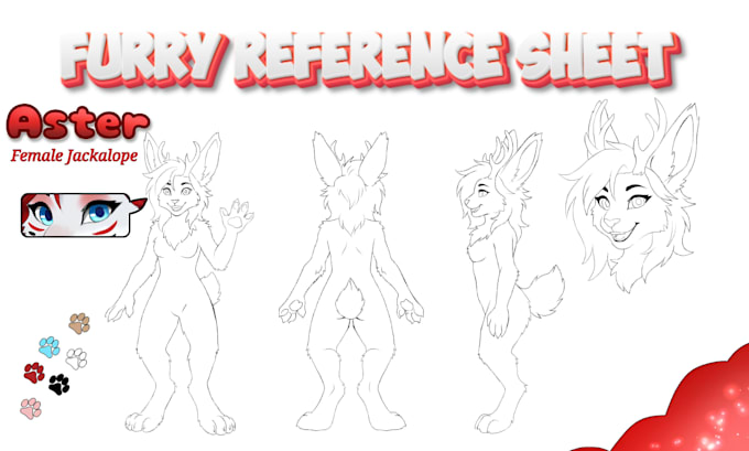 design furry reference sheet, anthro character, oc fursona ref sheet commission