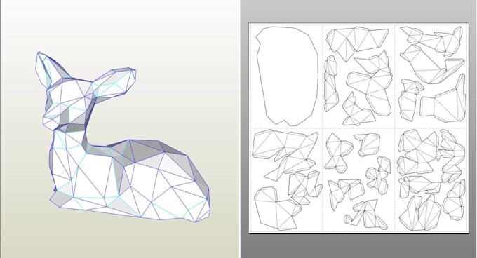 create low poly papercraft models and printable templates