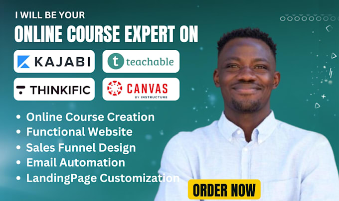 setup teachable, upload online course on kajabi, thinkific, kajabi website