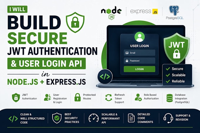 build secure jwt authentication and user login API in nodejs