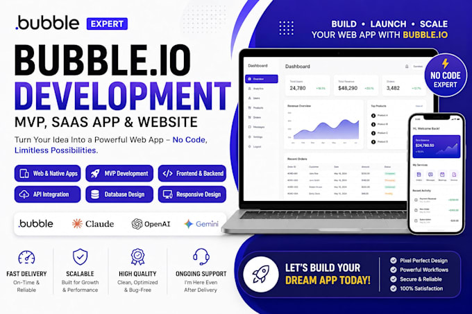 do bubble io development build bubble saas app mvp, app integration and website