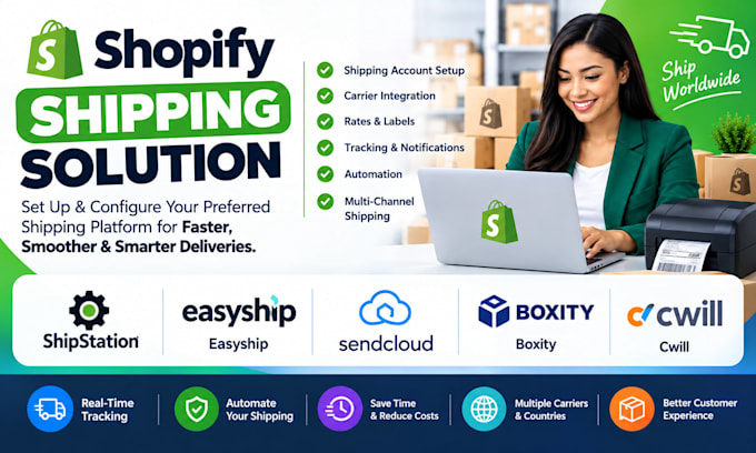 setup shopify shipping solution shipstation easyship sendcloud boxity cwill
