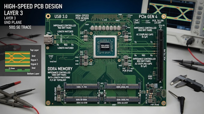 design high speed pcb for usb ddr pcle and impedance control