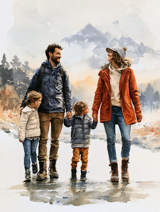 make a watercolor family portrait