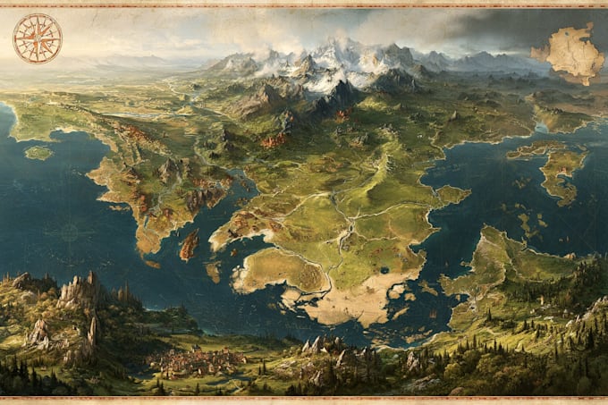 draw a fantasy map illustration