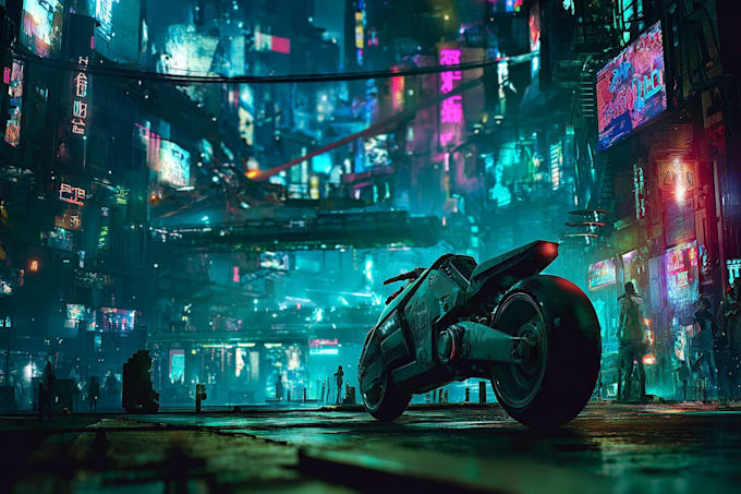 do cyberpunk scifi futuristic city
