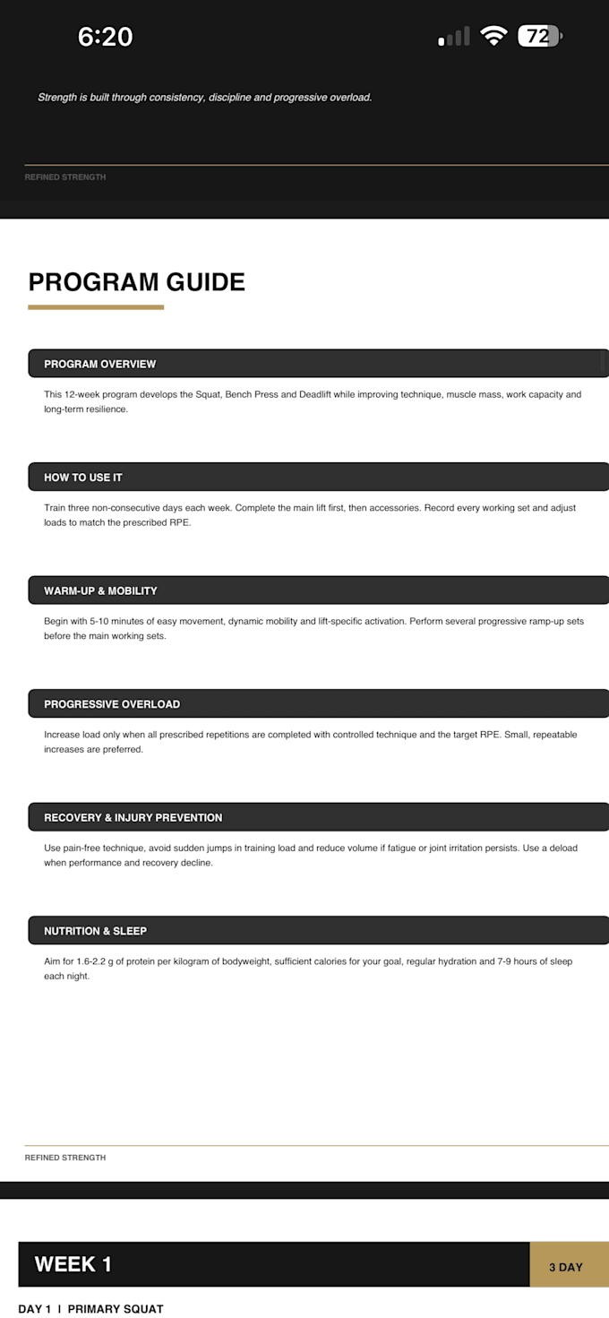 create a custom 12 week powerlifting and strength program