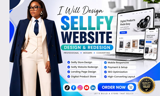 design redesign customize sellfy website for digital product