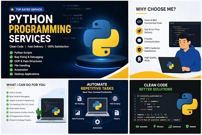 write, debug, fix and optimize python scripts and programs