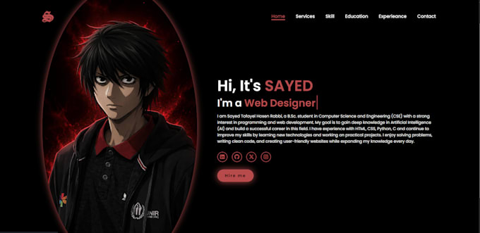 design a professional personal portfolio website