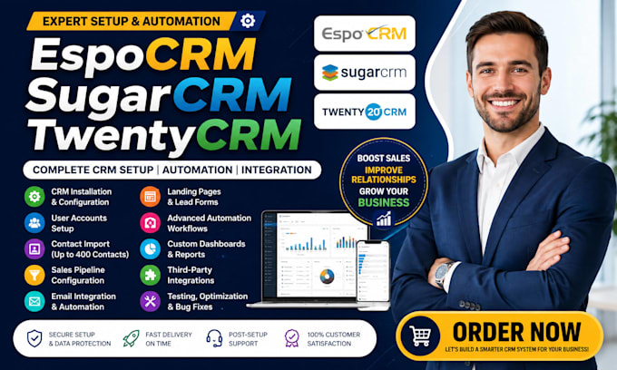 create espocrm sugarcrm twentycrm setup CRM automation email marketing expert