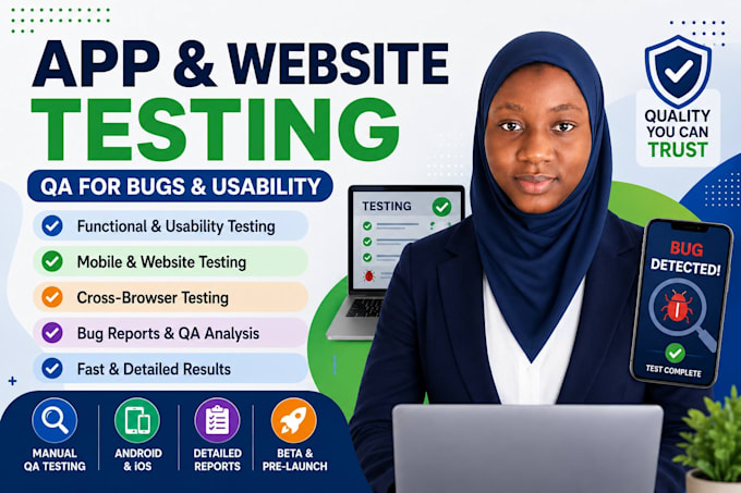 do website testing mobile app QA testing and report bugs