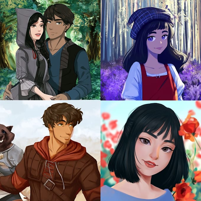draw semi realistic character, portrait, illustration