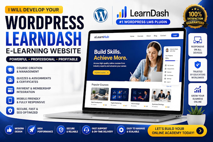 develop your wordpress learndash elearning website