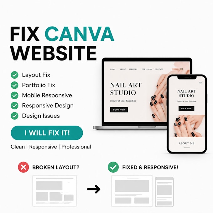 fix canva website layout portfolio mobile responsiveness responsive design issue
