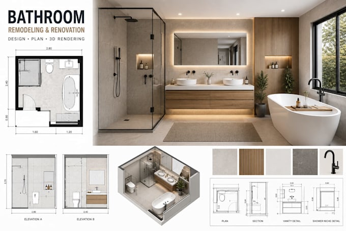 design your bathroom remodeling renovation with 3d rendering
